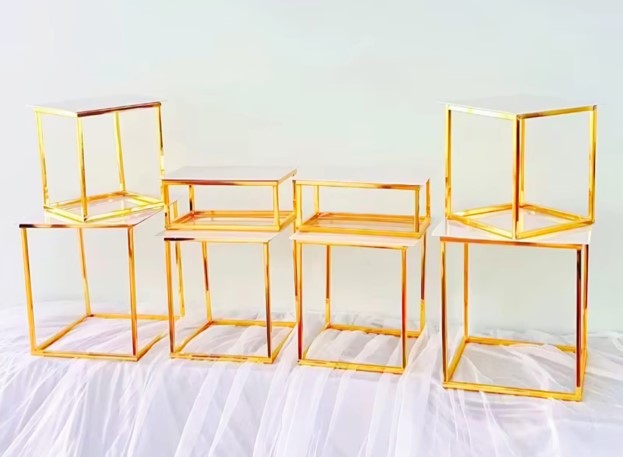 White top with gold legs, frame style, Table Risers set of 13 pcs
