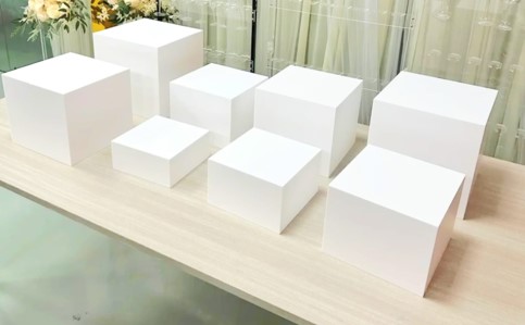 White Acrylic square Cubes Buffet Risers Set of 13