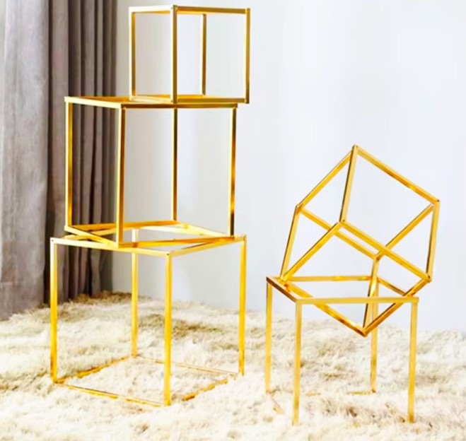 White top with gold legs, frame style, Table Risers set of 13 pcs
