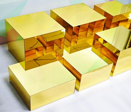 Mirror Gold Table Risers Acrylic square cubes Set of 13 pcs